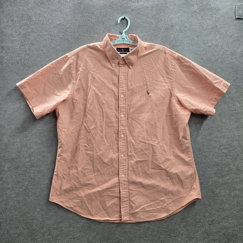Ralph Lauren Men Button Up Shirt XXL Pink Pony Embroidery Oxford Classic Short